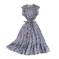 Polyester Waist-controlled & Soft One-piece Dress mid-long style printed shivering : PC