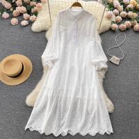 Polyester One-piece Dress & loose & hollow Solid PC