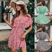 Cotton Waist-controlled One-piece Dress printed shivering PC