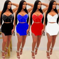 Polyester Slim One-piece Dress backless & two piece & skinny style iron-on PC
