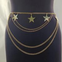 Zinc Alloy Easy Matching Waist Chain flexible length gold color plated star pattern gold PC