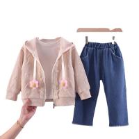 Cotton Slim Girl Clothes Set & three piece Pants & top & coat patchwork Set