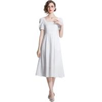 Polyester Waist-controlled One-piece Dress mid-long style & slimming Solid white PC