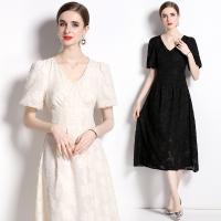 Chiffon Waist-controlled & Soft One-piece Dress slimming jacquard floral PC