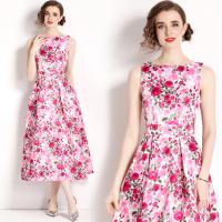 Polyester Waist-controlled & Soft One-piece Dress slimming printed floral mixed colors PC