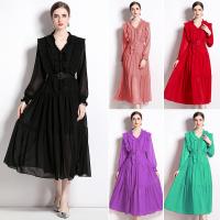 Chiffon Waist-controlled & long style One-piece Dress slimming & breathable Solid : PC