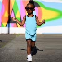 Polyester Unisex Children Clothing & two piece tank top & Pants Solid Set