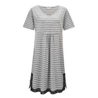 Polyester One-piece Dress & loose printed striped gray PC