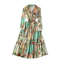 Mixed Fabric One-piece Dress patchwork floral PC