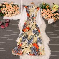Mixed Fabric Waist-controlled & Slim & long style One-piece Dress slimming & breathable printed : PC