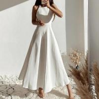 Polyester One-piece Dress slimming patchwork Solid white PC