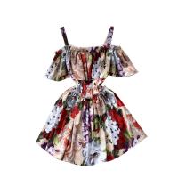 Mixed Fabric Waist-controlled One-piece Dress & off shoulder printed floral yellow PC