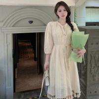 Polyester Waist-controlled & long style One-piece Dress Others Apricot PC