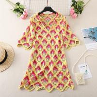 Polyester One-piece Dress mid-long style & deep V crochet shivering : PC