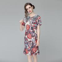 Polyester Mermaid One-piece Dress slimming & loose printed red PC