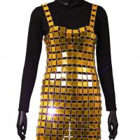 Acrylic Slim Backless Dress side slit & backless patchwork : PC