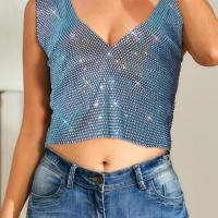 Metal Tank Top midriff-baring & breathable iron-on Solid PC