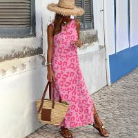 Polyester One-piece Dress & loose printed leopard pink PC