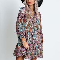 Polyester One-piece Dress & loose printed shivering PC