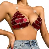 Acrylic Sleeveless Nightclub Top backless & hollow patchwork wine red : PC