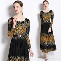 Lace Waist-controlled & Slim & long style One-piece Dress & breathable printed shivering black PC