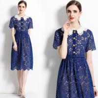 Gauze Soft One-piece Dress double layer & hollow & breathable crochet shivering blue PC