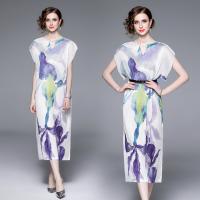 Gauze Soft & long style One-piece Dress & breathable printed Solid white : PC
