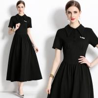 Gauze Soft & long style One-piece Dress & loose & breathable Solid black PC