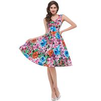 Polyester Waist-controlled One-piece Dress slimming printed floral multi-colored PC