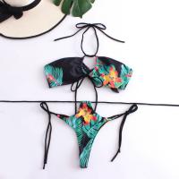 Spandex & Polyester Bikini backless & padded printed multi-colored Set