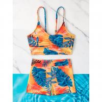 Polyester Girl Kids Two-piece Swimsuit & two piece printed multi-colored Set
