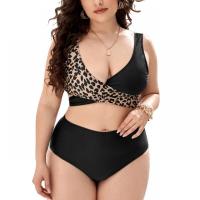 Polyester Plus Size Bikini & two piece printed leopard Set