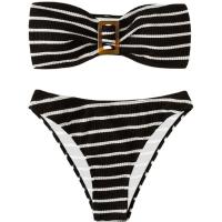 Chemical Fiber & Polyester Bikini & two piece & tube & padded printed striped Set
