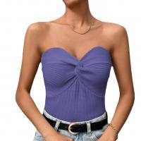 Viscose Tube Top midriff-baring & slimming & backless & off shoulder knitted Solid PC
