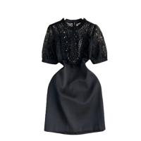 Sequin & Lace & Polyester Waist-controlled One-piece Dress slimming Solid PC