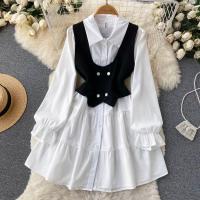 Polyester Waist-controlled One-piece Dress two piece : Set