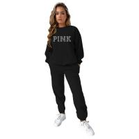 Polyester Plus Size Women Casual Set slimming & two piece Long Trousers & Sweatshirt printed letter Set