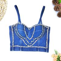 Polyester Camisole & skinny & with rhinestone blue PC