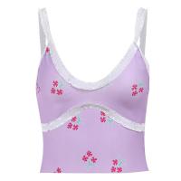 Polyester Slim & High Waist Camisole patchwork shivering purple PC