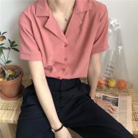 Polyester Soft Women Short Sleeve Shirt & breathable Solid PC