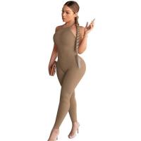 Polyester Long Jumpsuit backless & skinny Solid PC