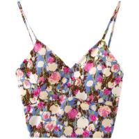Polyester Camisole backless & off shoulder printed floral PC