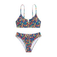 Polyester Bikini & two piece & skinny style printed shivering multi-colored Set