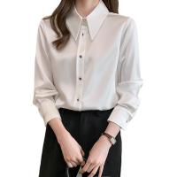Chiffon Women Long Sleeve Shirt plain dyed Solid PC