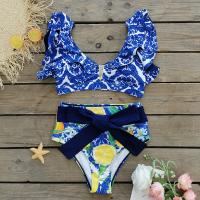 Polyester High Waist Tankinis Set & two piece printed mixed colors Set