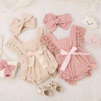 Cotton Baby Jumpsuit with hair accessory patchwork Solid PC