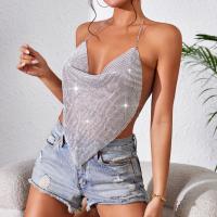 Spandex & Polyester Camisole midriff-baring & backless & hollow silver : PC