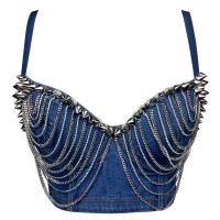 Cotton Slim Camisole & studded Solid blue PC