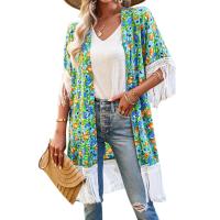 Woven & Polyester Tassels Women Long Cardigan & loose printed shivering PC