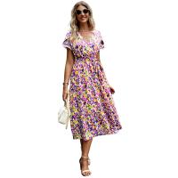 Polyester High Waist One-piece Dress printed shivering PC